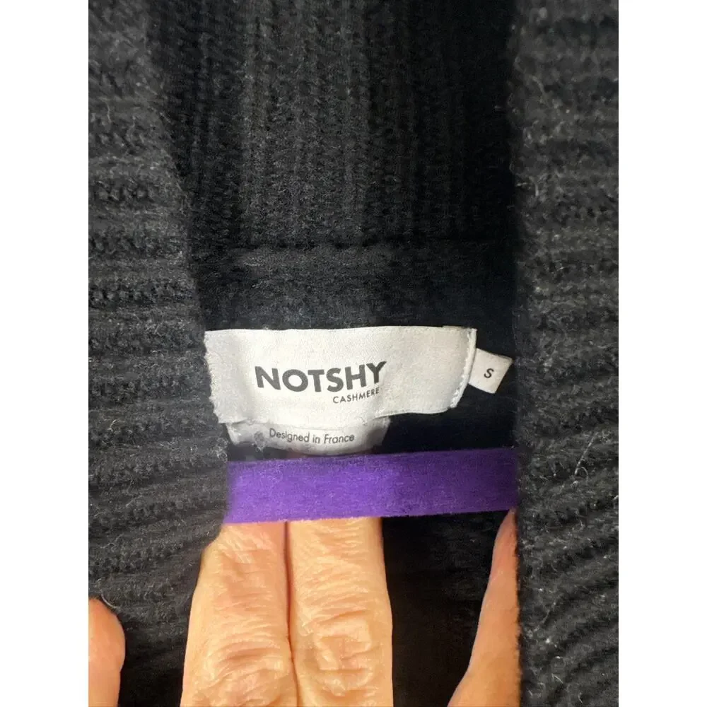 Notshy Cashmere Wool Drawstring Hem Turtleneck Sweater - Black S